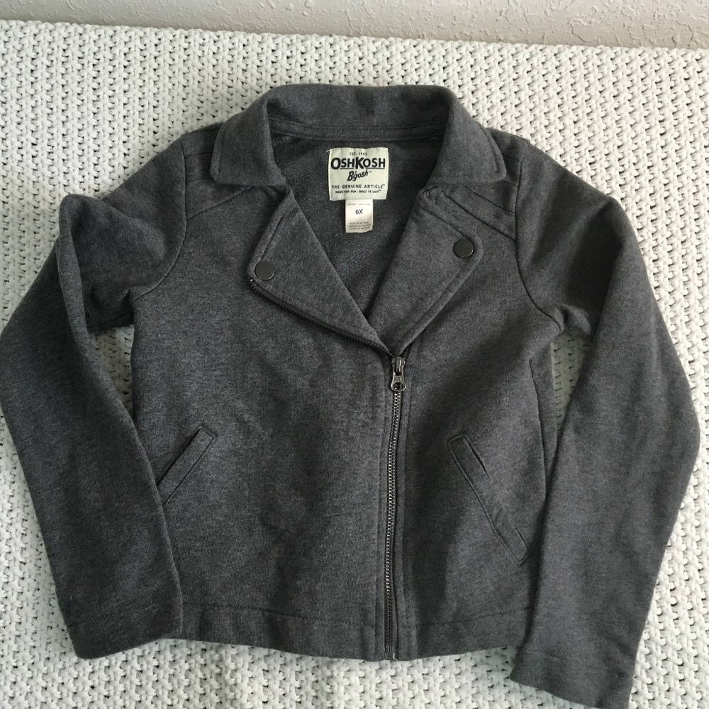 OSHKOSH B'GOSH SIDE ZIPPER GRAY GIRLS JACKET SIZE 6X